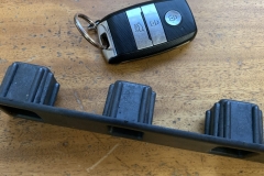 Injection moulded end cap for scaffold board.  100% recycled PVC (pellets)